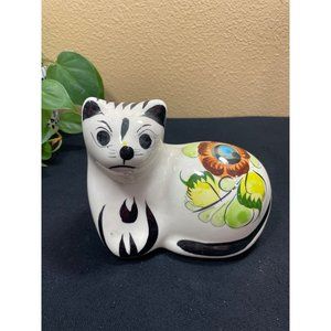 Mexican Pottery Cat Figure Hand Painted5 1/2" Tall